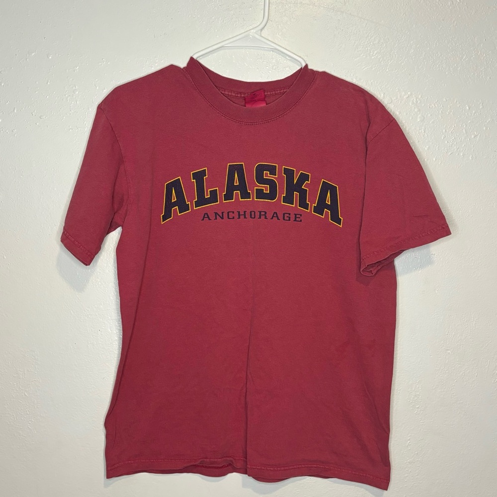 Men’s‎ Tshirt Red Anchorage Alaska Graphic Sz M USA 100% Cotton America